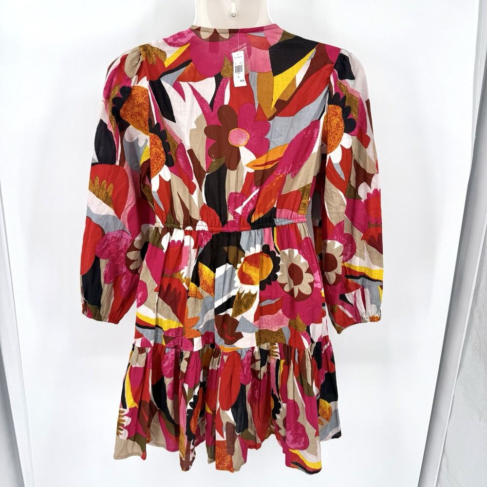 Kaktus Boho Mini Dress Women's XL Tiered Skirt Vibrant Floral Embroidered Hippie - Picture 2 of 10